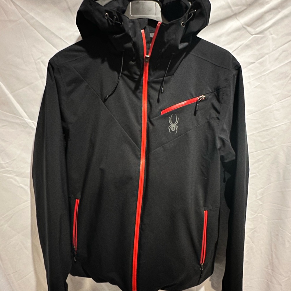 Spyder Men's Black Jacket with Red Accents